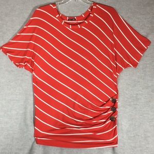 SWEET CLAIRE Buttery Soft Super Stretchy TunicTop w/Side Ruching & Big Buttons